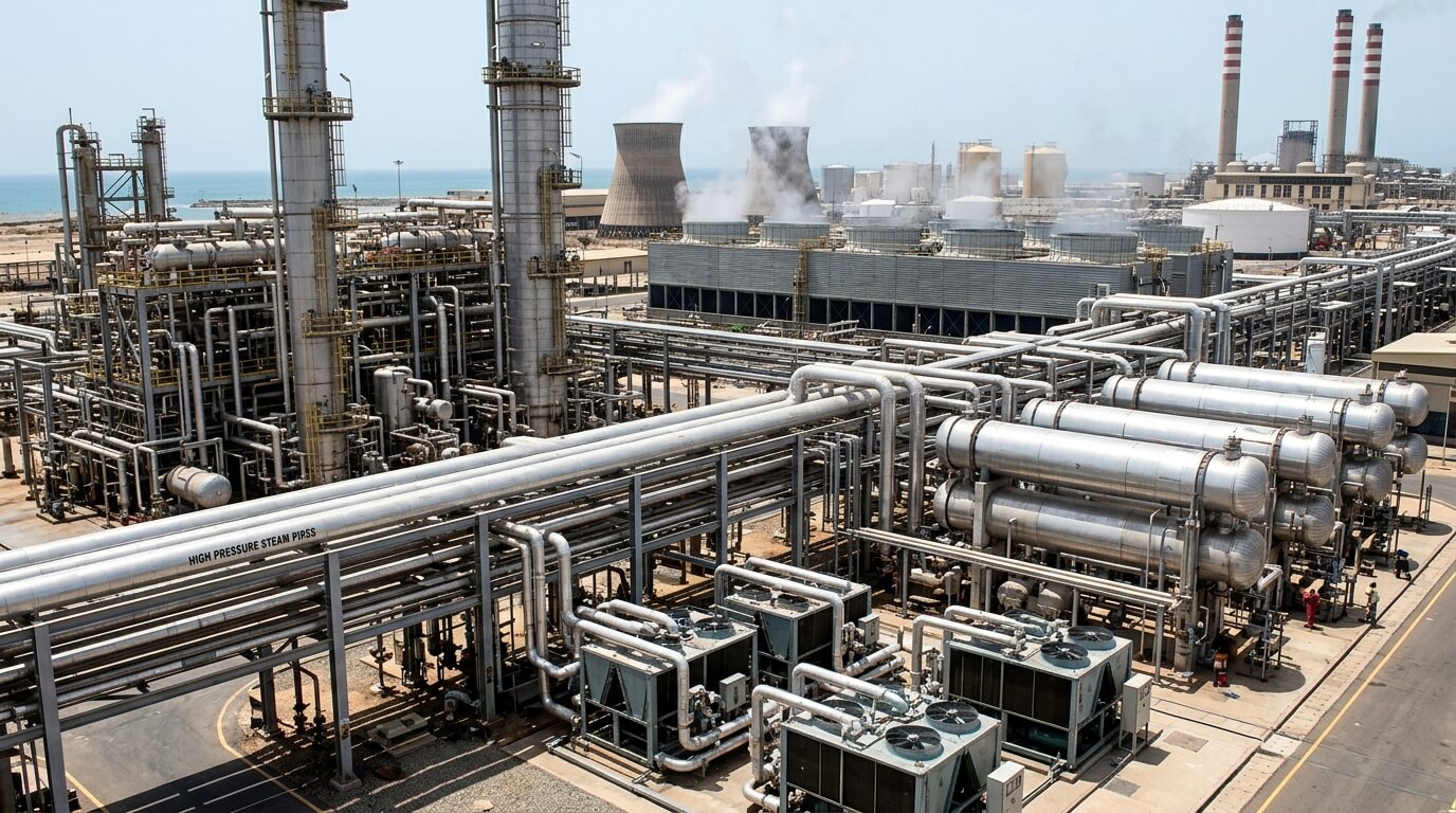 Instalación de calderas e infraestructura industrial en la refinería