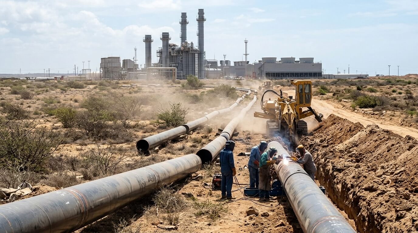 Tuberías y ramal de gas industrial para la planta termoeléctrica Josefa Camejo